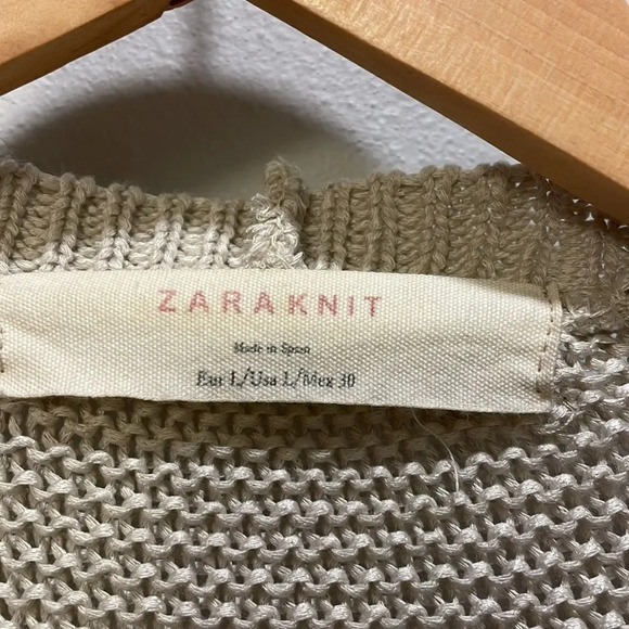 ZARA Knit woman’s open knit cardigan in oatmeal - Picture 4 of 9